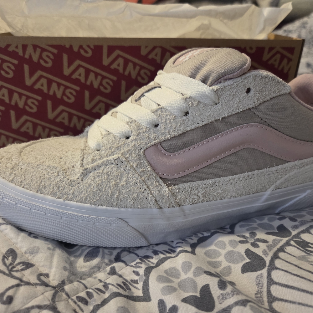 Vans Cream and Pink Textured Sneakers